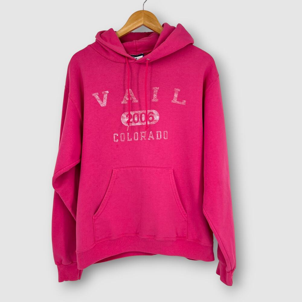 Y2k Vintage Champion Vail Colorado 2006 Pink Pullover Hoodie Medium